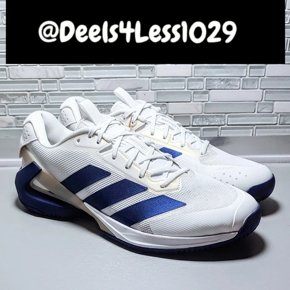 Adidas Ubersonic 5 Tennis Pickleball Mens Size 9 White Blue Silver
